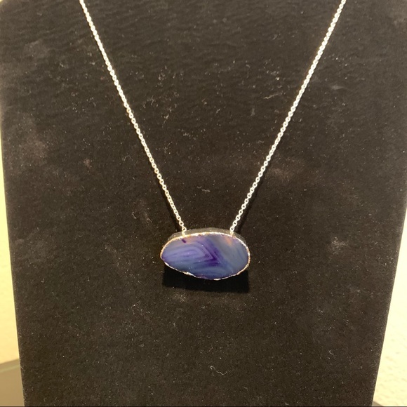 Handmade by me agate drussy on silver 16 in chain - Picture 2 of 5